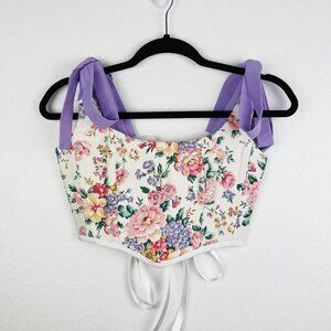 Hand Crafted Vintage Floral Corset Top – Romantic Cottagecore Style
